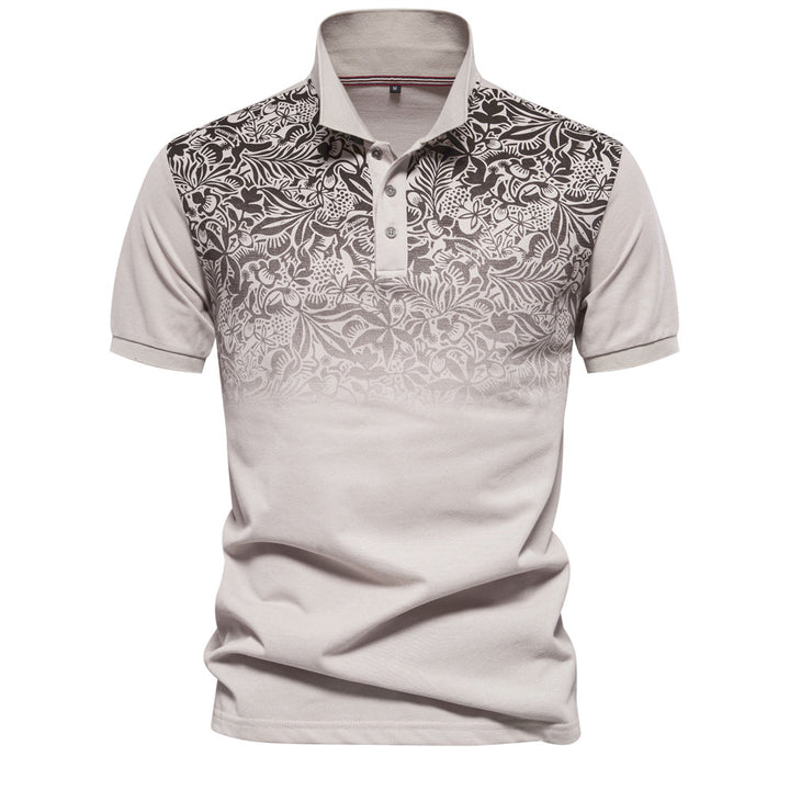Herren Poloshirt mit floralen Ornamenten und klassischem Kragen Echoarchiv
