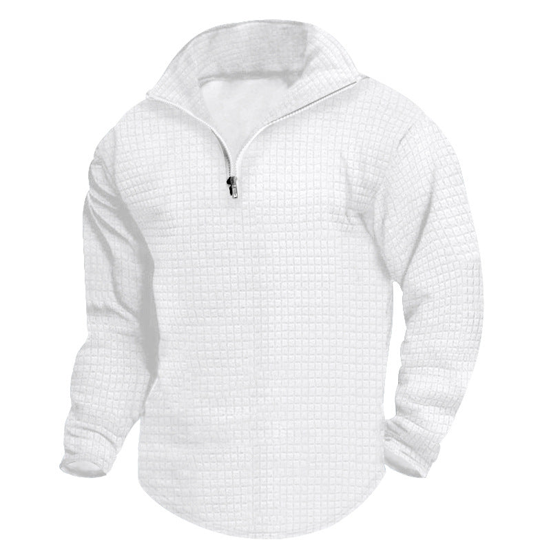 Herren Fleece-Pullover mit Stehkragen und strukturiertem Design Echoarchiv