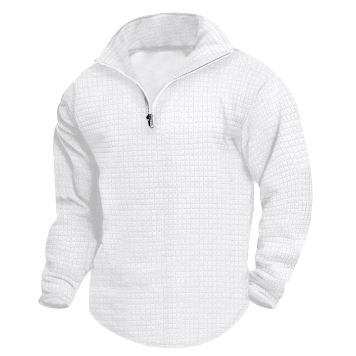 Herren Fleece-Pullover mit Stehkragen und strukturiertem Design Echoarchiv