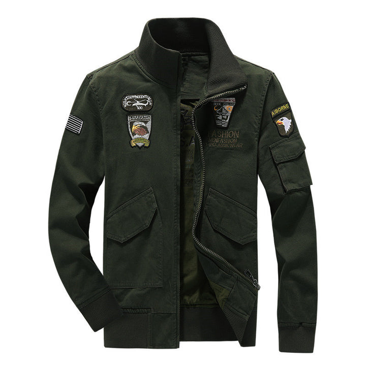Herren Baumwoll-Canvas-Bomberjacke mit gesteppter Thermofütterung und Schulterklappen – Brevano