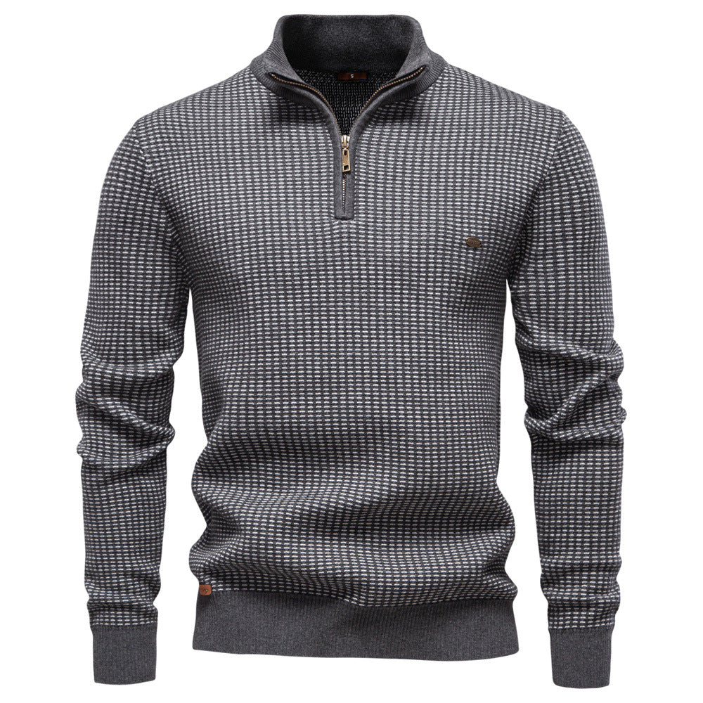 Herren Strickpullover mit modernem Zipper und strukturiertem Design Echoarchiv