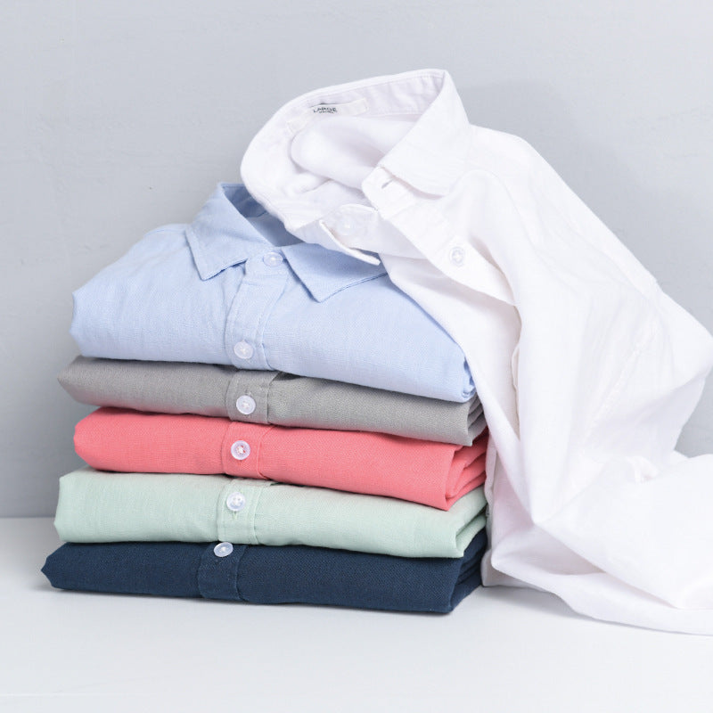 Herren Leinenmix-Layering-Overshirt mit Kentkragen, gerundetem Saum und Soft‑Touch Echoarchiv