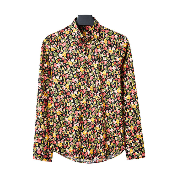 Herren Langarmhemd Tropischer Blattprint – Arvello