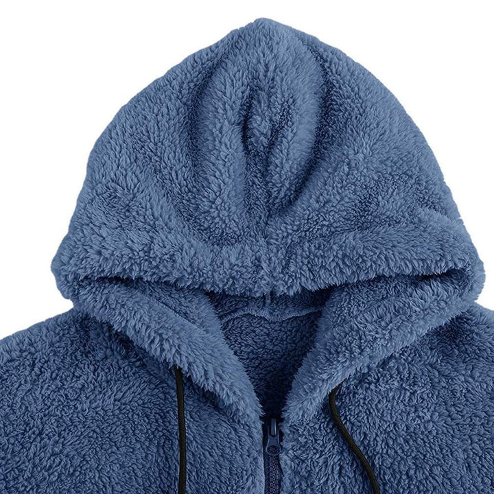 Herren nan Teddyplüsch Zip-Hoodie mit übergroßer Kapuze, verdecktem Reißverschluss und Eingrifftaschen Echo Archiv