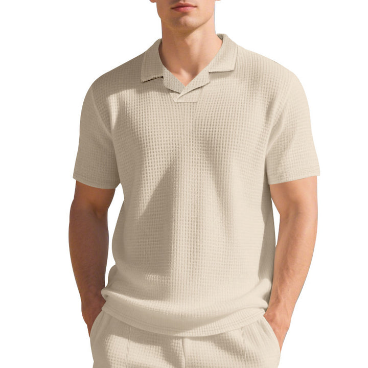 Herren hochwertiges Kurzarm-Polohemd mit strukturiertem Design und modischem Kragen Echoarchiv