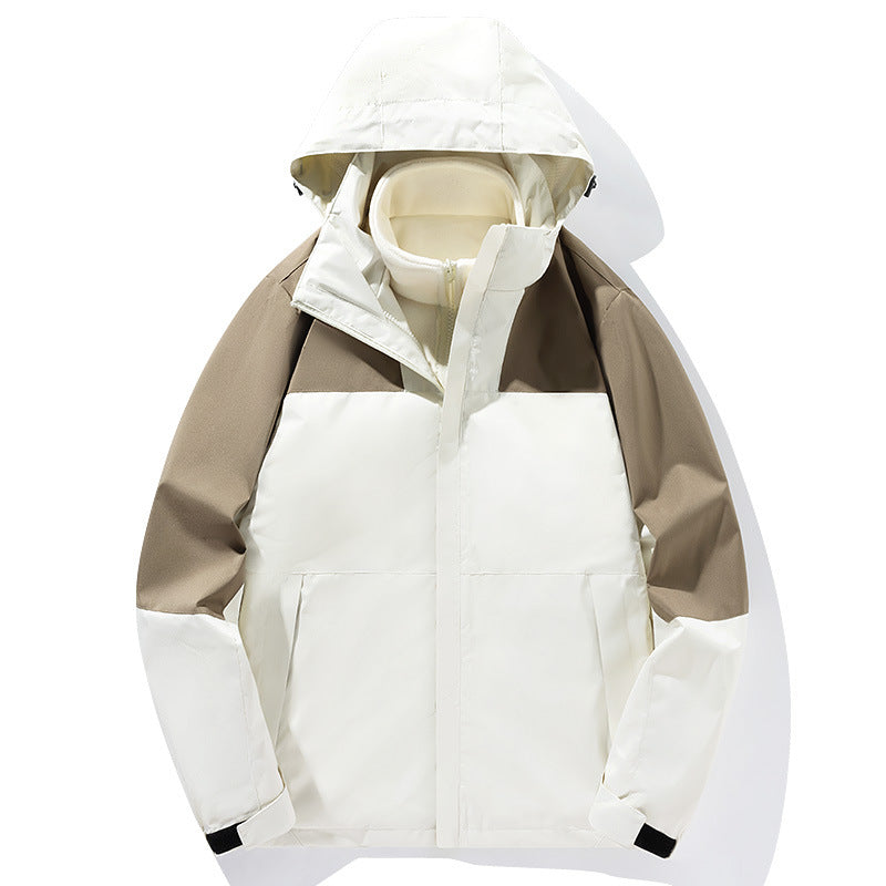 Herren Zwei-Lagen Softshell Trekkingjacke mit fester integrierter Kapuze und fleecegefüttertem Kragen – Taviero