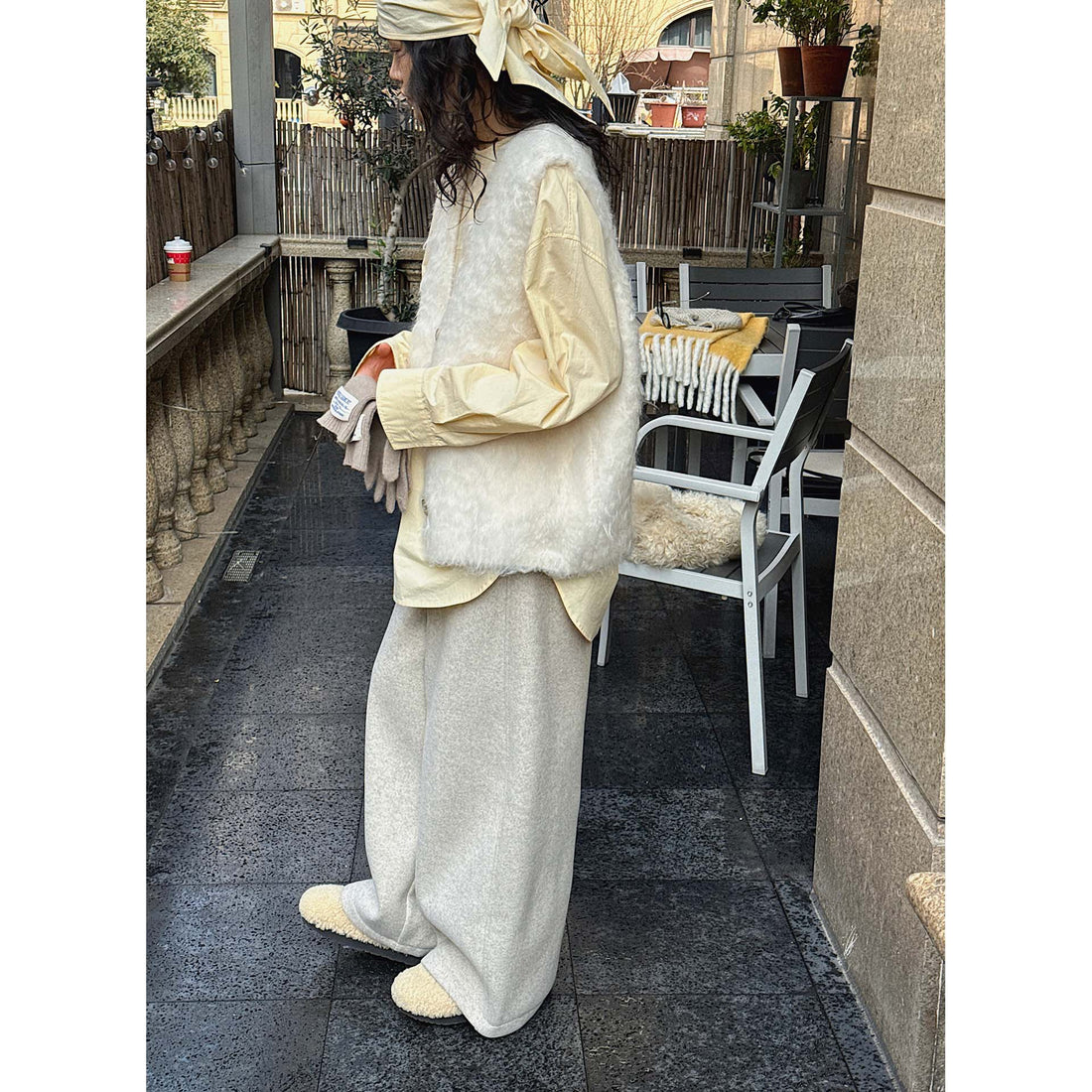 Damen Flauschige Ärmellose Mohair‑Optik Weste mit Oversize‑Silhouette Echoarchiv