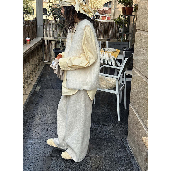 Damen Flauschige Ärmellose Mohair‑Optik Weste mit Oversize‑Silhouette Echoarchiv