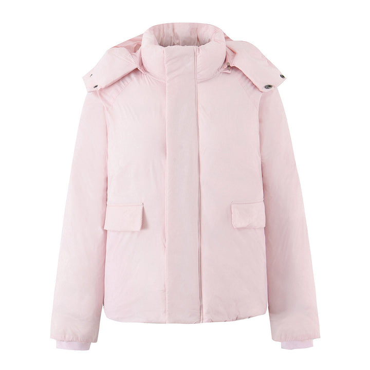 Damen Kurze boxy Funktionsjacke mit Kapuze, wattierter Isolierung und diagonalen Reißverschlusstaschen Echoarchiv