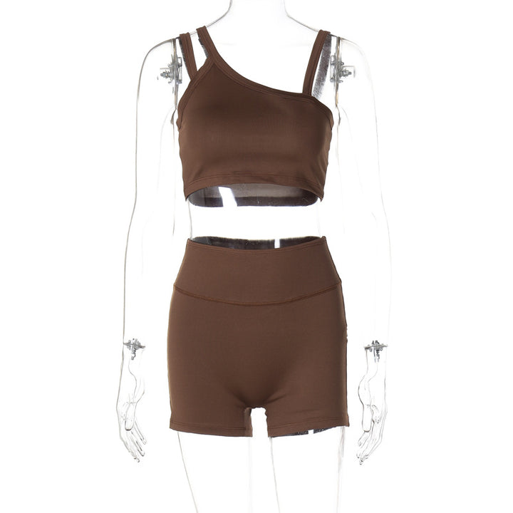 Damen Sportliches Crop-Top und High-Waist Short Set Echo Archiv