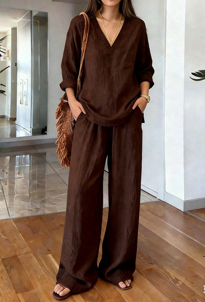 Damen Bequeme Leinen-Hose mit lässigem Schnitt und praktischen Taschen Echo Archiv
