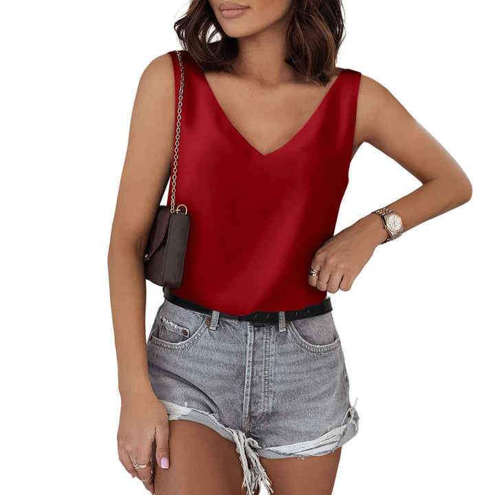 Damen Satin-Top mit tiefem V-Ausschnitt und breiten Trägern Echo Archiv