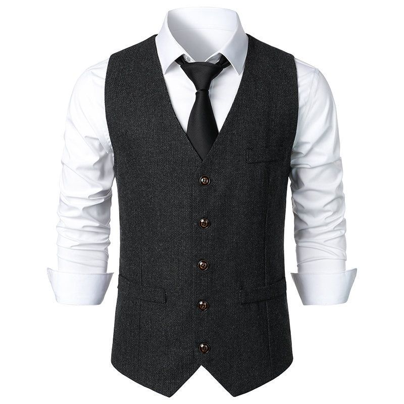 Herren elegante Anzugweste mit feinem Hahnentritt-Muster Echoarchiv