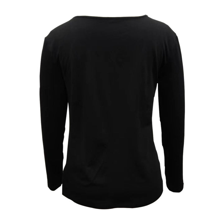 Damen Langarmshirt mit asymmetrischem Ausschnitt und Zierknöpfen – Avérine