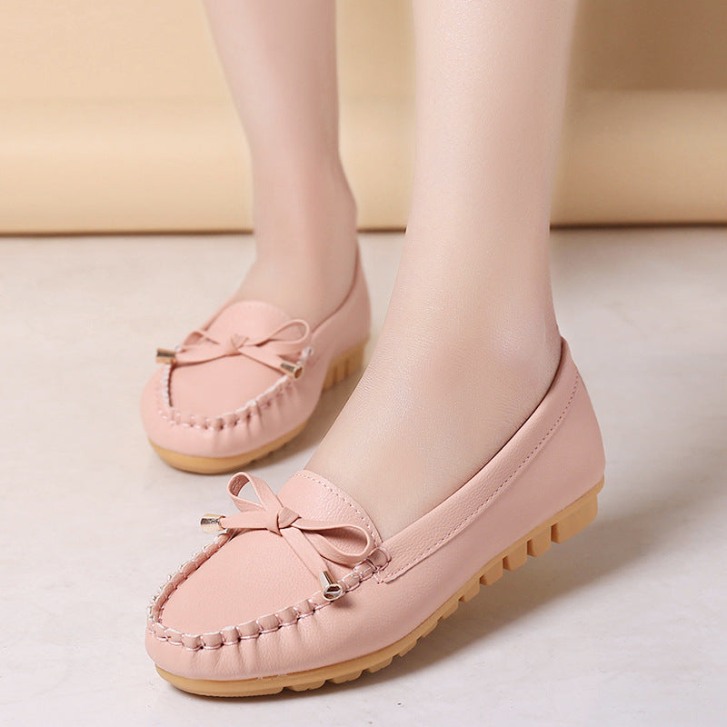 Damen Lederoptik Mokassin-Slipper mit Dekorschleife und profiliertem Gummisohlen-Design – Lioré