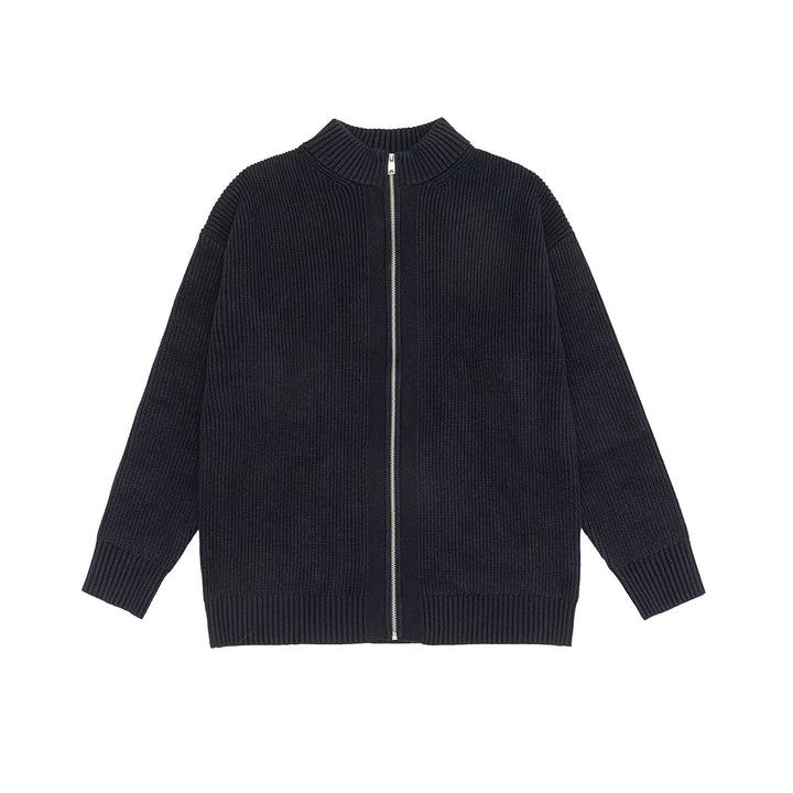Damen Oversize-Strickjacke mit durchgehendem Reißverschluss und Stehkragen Echo Archiv