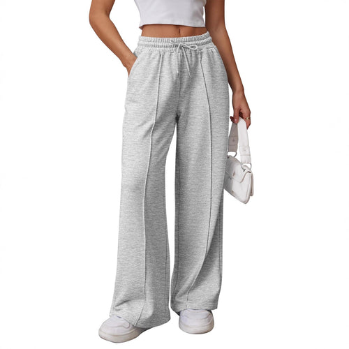 Damen Palazzo-Jogginghose mit doppeltem Komfortbund, Ziernahtvorderseite und Eingrifftaschen – Avélisse