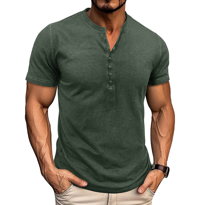 Herren Kurzarmshirt mit modischem Henley-Ausschnitt Echoarchiv