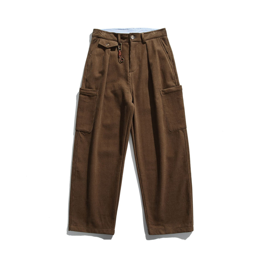 Herren Cord‑Cargo‑Hose mit hoher Taille, weitem Bein und aufgesetzten Pattentaschen Echoarchiv