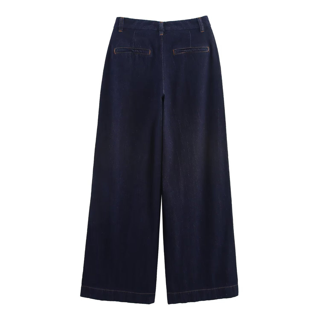 Damen weite Jeanshose mit eleganter Taillierung und seitlichen Eingrifftaschen Echo Archiv