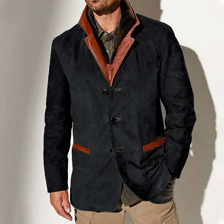 Herren elegante Wildlederjacke mit Kontrastdetails Echoarchiv