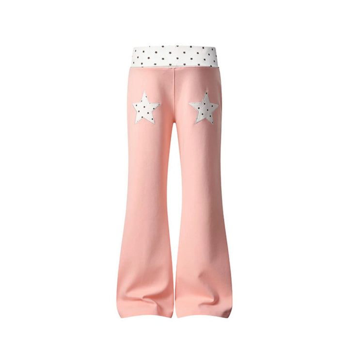 Damen Flared-Loungehose mit Umschlagbund und Sternmotiv Echoarchiv