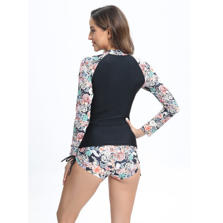 Damen Surfanzug-Set mit langärmligem Oberteil und modischem Blumenmuster Echo Archiv