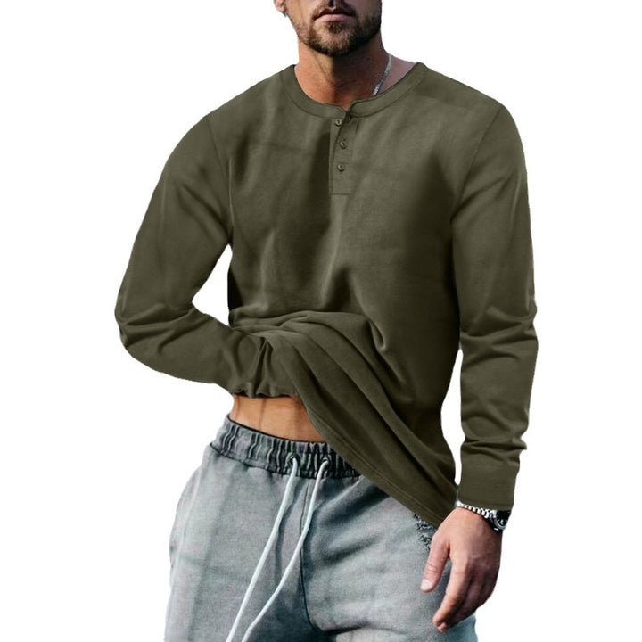 Herren Langarm-Henley-Shirt mit klassischem Knopfleisten-Design und weichem Baumwollmix Echoarchiv