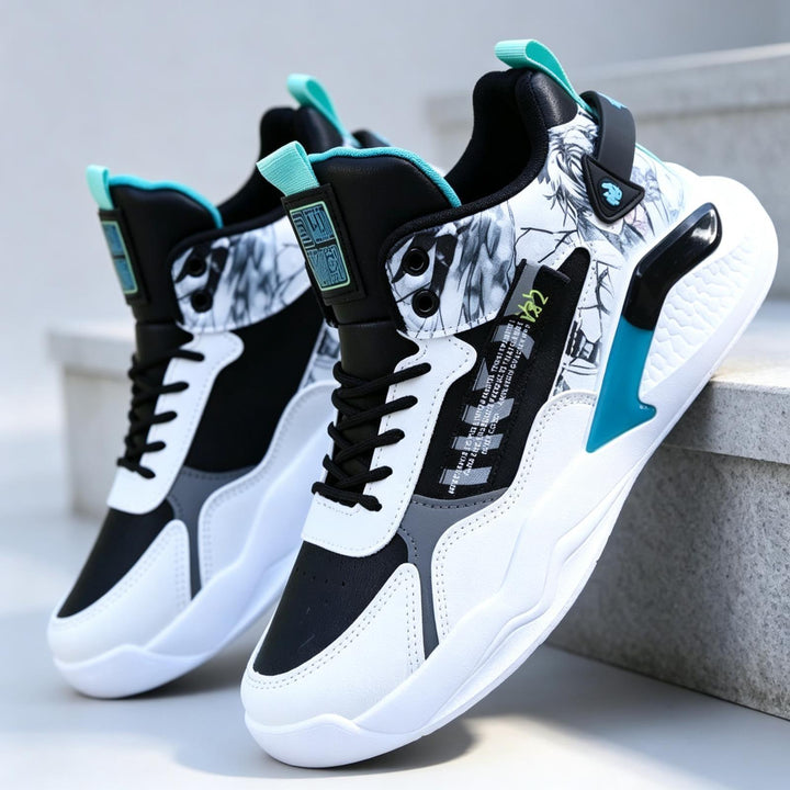 Herren Sportliche High-Top Sneakers mit detailliertem Grafikdesign Echoarchiv