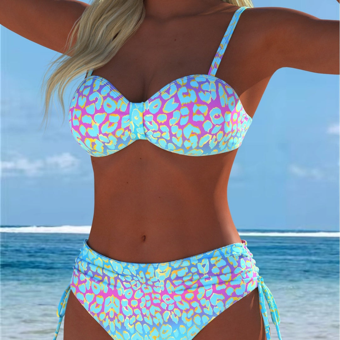 Damen Bikini-Set mit modischem geometrischem Muster und hohen Schnittformen Echo Archiv