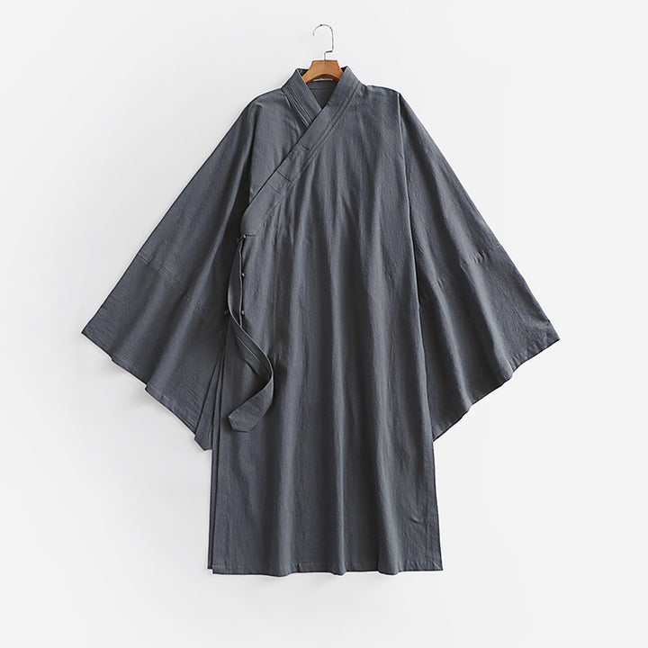 Unisex Oversize Kimono-Mantel mit weitem Ärmel und asymmetrischer Wickelvorderseite Echoarchiv