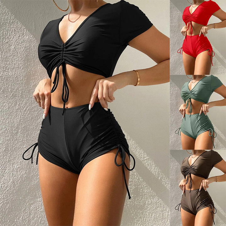 Damen Sport-Bikini mit floralem Design und hohem Bund Echo Archiv