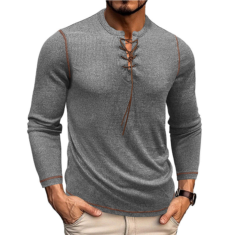 Herren Langarmshirt im modernen Henley-Stil mit Ziernähten Echoarchiv
