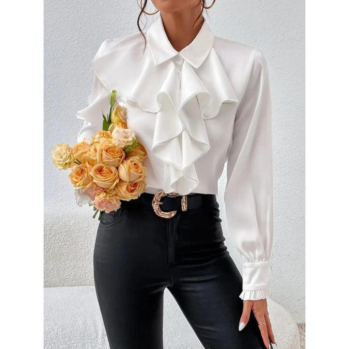 Damen Bluse Mitraffinierten Rüschendetails und Eleganten Ärmeln Echoarchiv