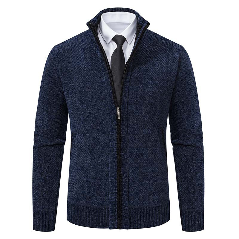 Herren elegante Strickjacke mit modernem Reißverschluss und hohem Kragen Echoarchiv