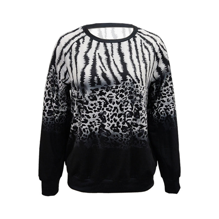 Damen Animalprint Oversize Strickpullover mit Rundhalsausschnitt und Farbverlauf – Avérine