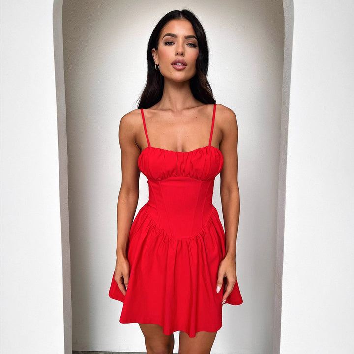 Damen Minikleid mit gerafftem Oberteil und schwingendem Rock Echo Archiv
