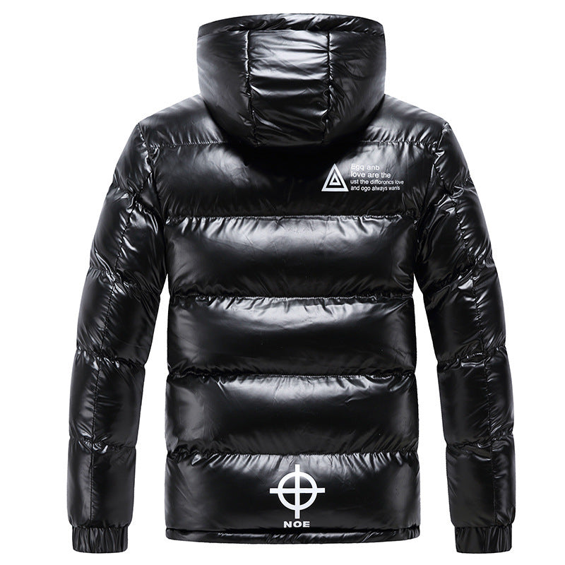 Herren glänzende gesteppte Thermo-Pufferjacke mit Kapuze – Taviero