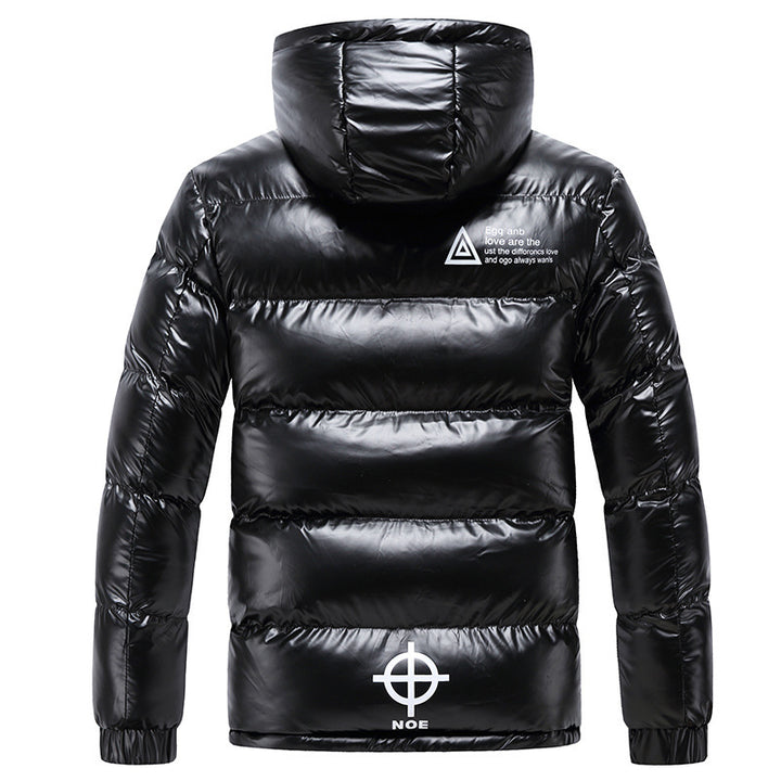 Herren glänzende gesteppte Thermo-Pufferjacke mit Kapuze – Taviero