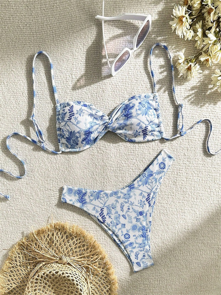 Damen Verschnörkelter Bikini mit floralem Design Echo Archiv
