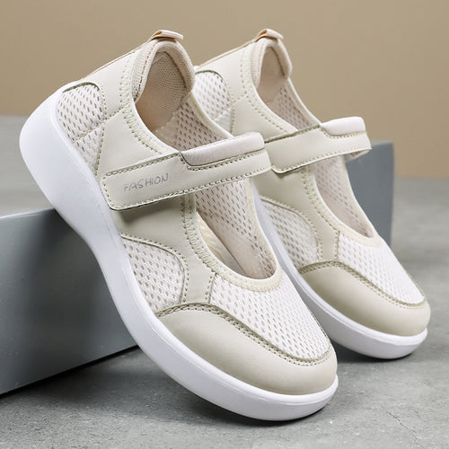 Damen nan leichter gestrickter Mary-Jane-Sneaker mit Klettverschluss, atmungsaktivem Strickobermaterial und stoßdämpfender EVA-Flexsohle Echo Archiv