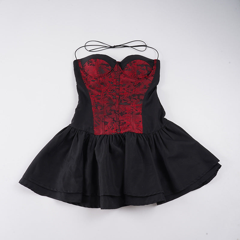 Damen Trägerkleid mit Corsagen-Design und voluminösem Rock Echo Archiv