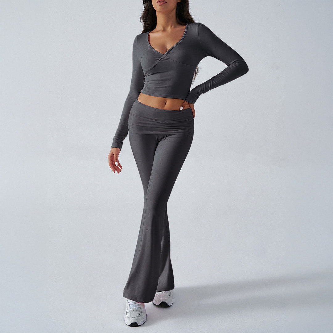 Damen nan figurbetonte Yoga-Set mit hoher Taille und V-Ausschnitt Echo Archiv