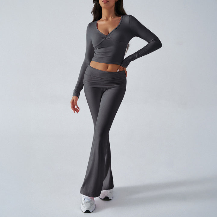 Damen nan figurbetonte Yoga-Set mit hoher Taille und V-Ausschnitt Echo Archiv