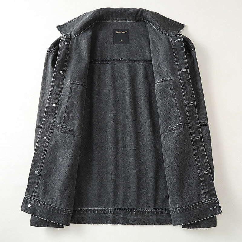 Herren Utility-Denimjacke mit Oversized-Brusttaschen und durchgehender Knopfleiste Echoarchiv