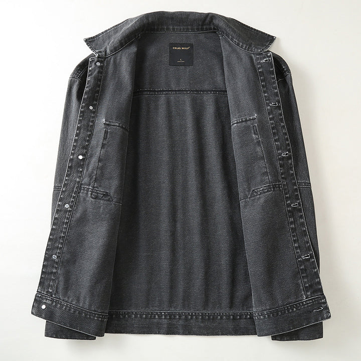 Herren Utility-Denimjacke mit Oversized-Brusttaschen und durchgehender Knopfleiste Echoarchiv
