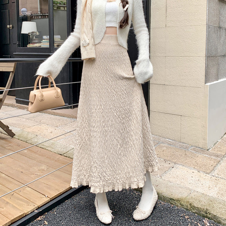 Damen Eleganter Maxirock mit strukturiertem Wellenmuster Echo Archiv