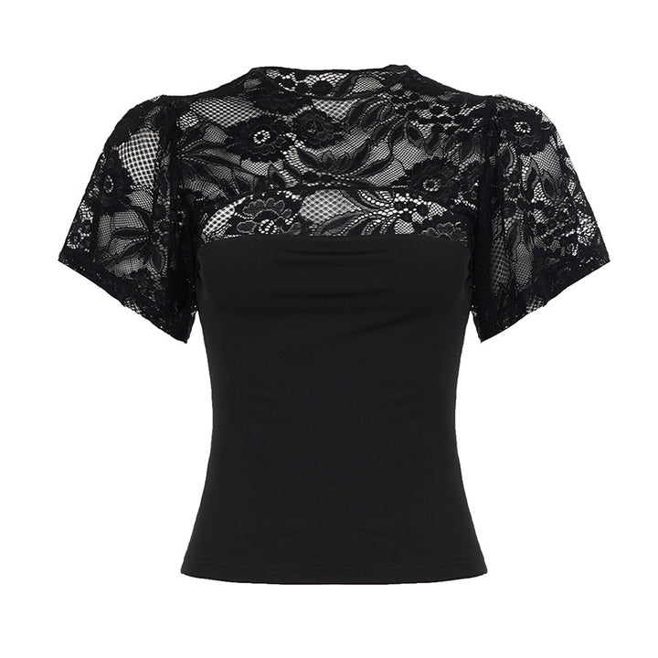 Damen elegantes Spitzenoberteil mit voluminösen Ärmeln Echo Archiv