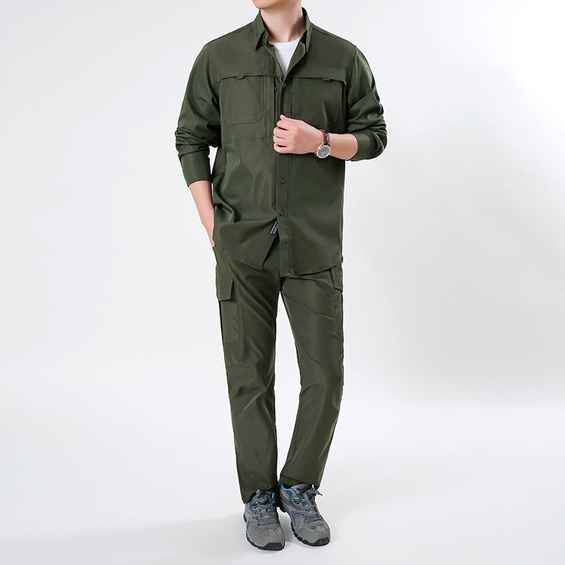 Herren nan leichtes Ripstop-Cargo-Hemd mit passender Cargohose Set für Outdoor und Trekking Echo Archiv