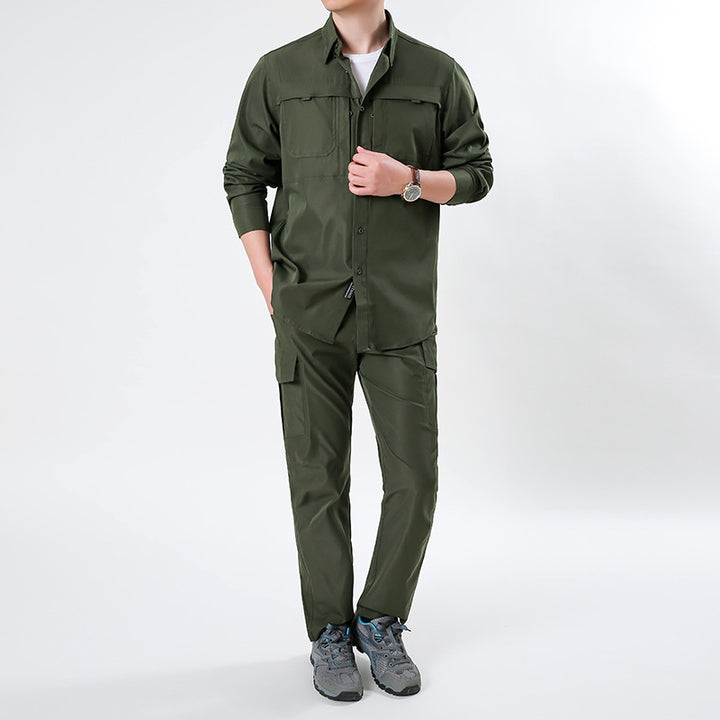 Herren nan leichtes Ripstop-Cargo-Hemd mit passender Cargohose Set für Outdoor und Trekking Echo Archiv